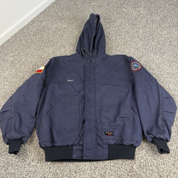 Walls Other - Walls FR Jacket Mens XL Navy HRC 3 Canvas Quilted ITEX Hooded Heavy Workwear
